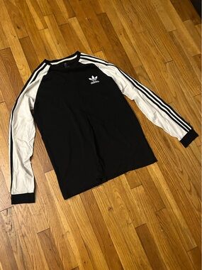 adidas Black Long Sleeve Crew with White Raglan Sleeves